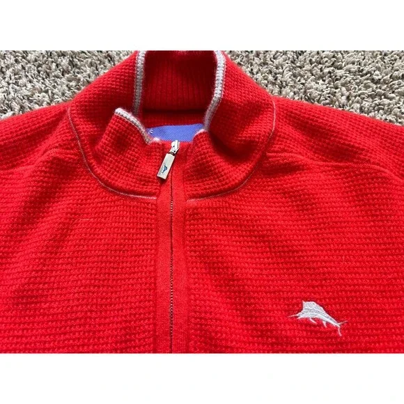 Tommy Bahama 1/4 Zip Pullover Mens XL 100% Cashmere Reddish- Orange - Picture 2 of 12